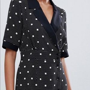 ASOS retro polka dot deep v wrap dress